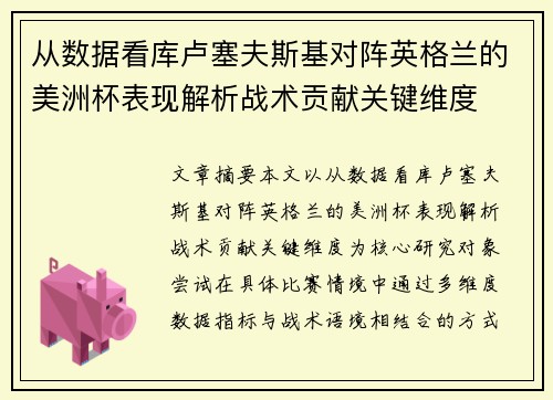 从数据看库卢塞夫斯基对阵英格兰的美洲杯表现解析战术贡献关键维度